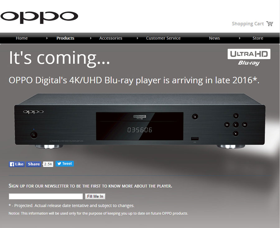 作為 Blu-ray 時代最受歡迎的播放機品牌之一，好多用家都關心 OPPO 的 UHD Blu-ray 機究竟幾時會出？答案就係今年年底！最近美國的 CEDIA 展覽上，OPPO 就展出了旗下首部 UHD Blu-ray 播放器的原型機，型號為 UDP-203，會在今年年尾發售。