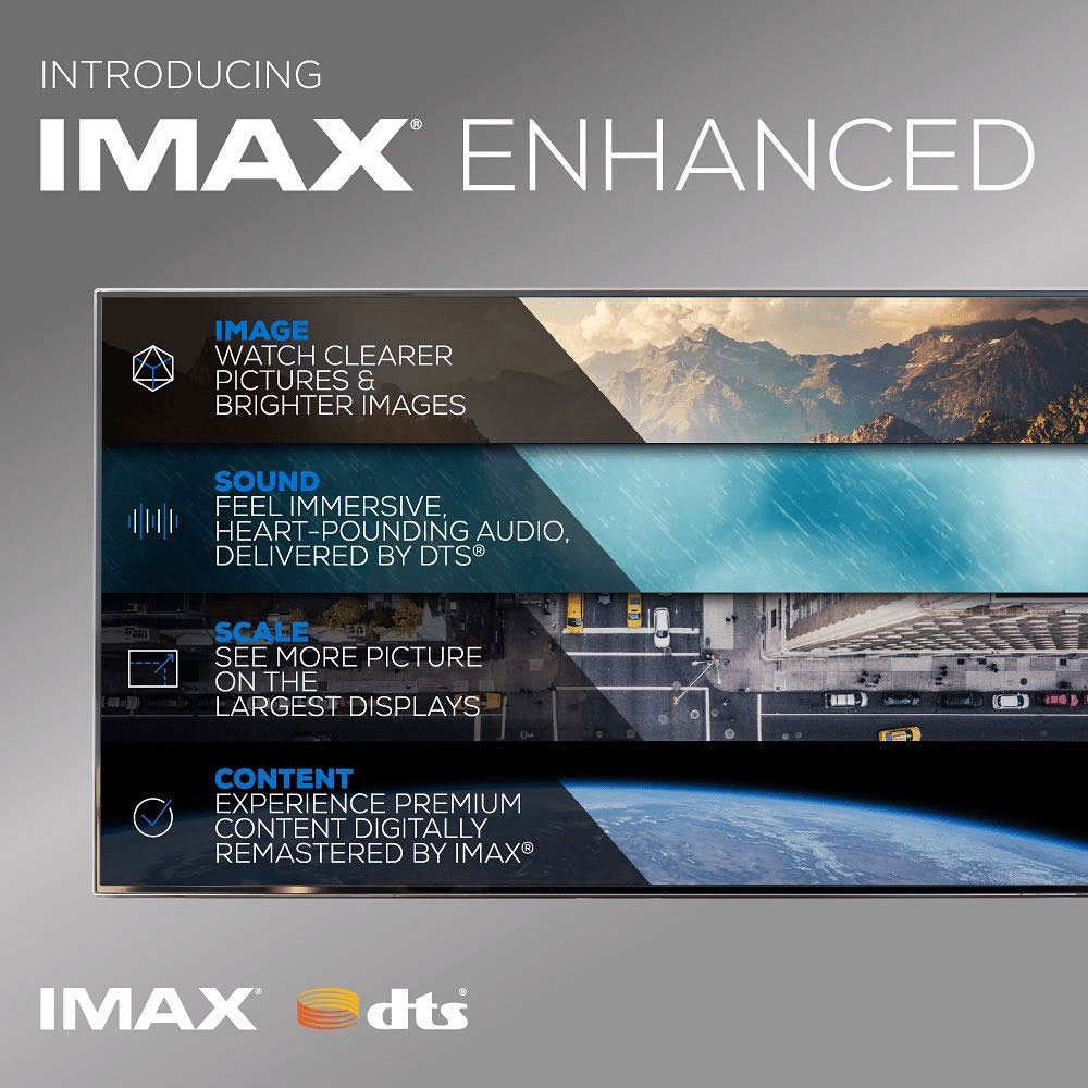 IMAX 是現時電影院的最高規格之一，特大的投影幕、強勁的音效都是吸引觀眾的重要特色。2018 年，IMAX 與 DTS 合作推出 IMAX Enhanced 影音技術認證，將 IMAX 戲院的震撼聲畫體驗，通過適當的器材、調校和軟件，帶到家庭影院。